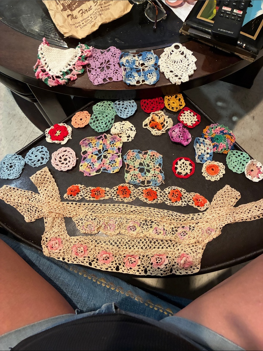 Vintage Handmade Multicolor Crochet  Little Doilies and Misc. Pieces 29 Total